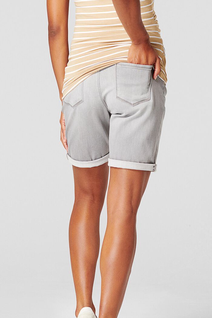 Shorts in denim con fascia premaman, GREY DENIM, detail image number 2
