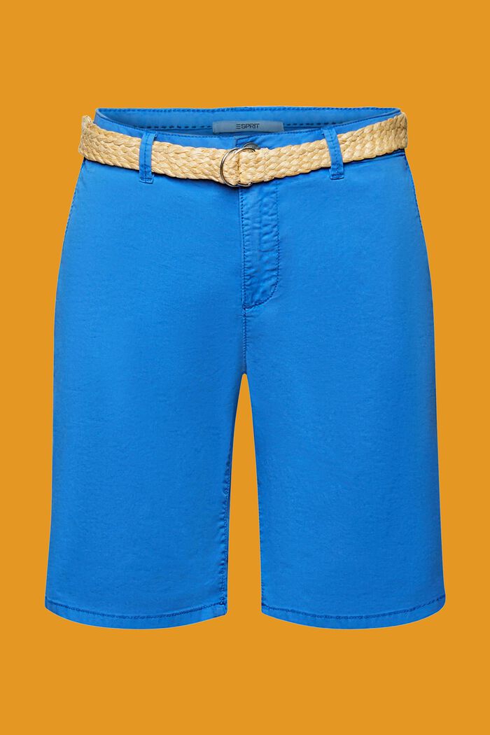 Shorts con cintura intrecciata in rafia, BRIGHT BLUE, detail image number 7