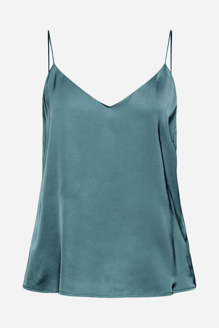 Top in raso in LENZING™ ECOVERO™, DARK TURQUOISE, detail image number 0