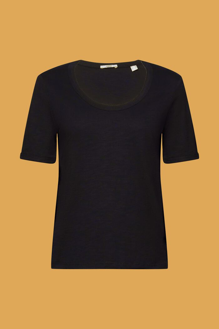 T-shirt in cotone con scollo a barca, BLACK, detail image number 6