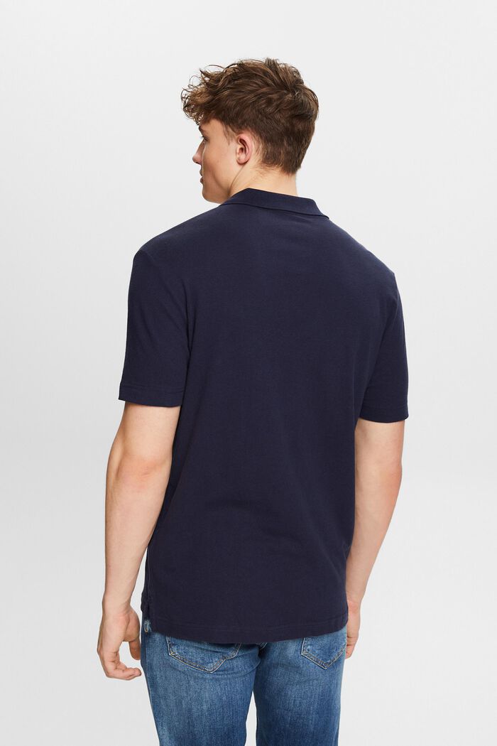 Polo in lino e cotone, NAVY, detail image number 3