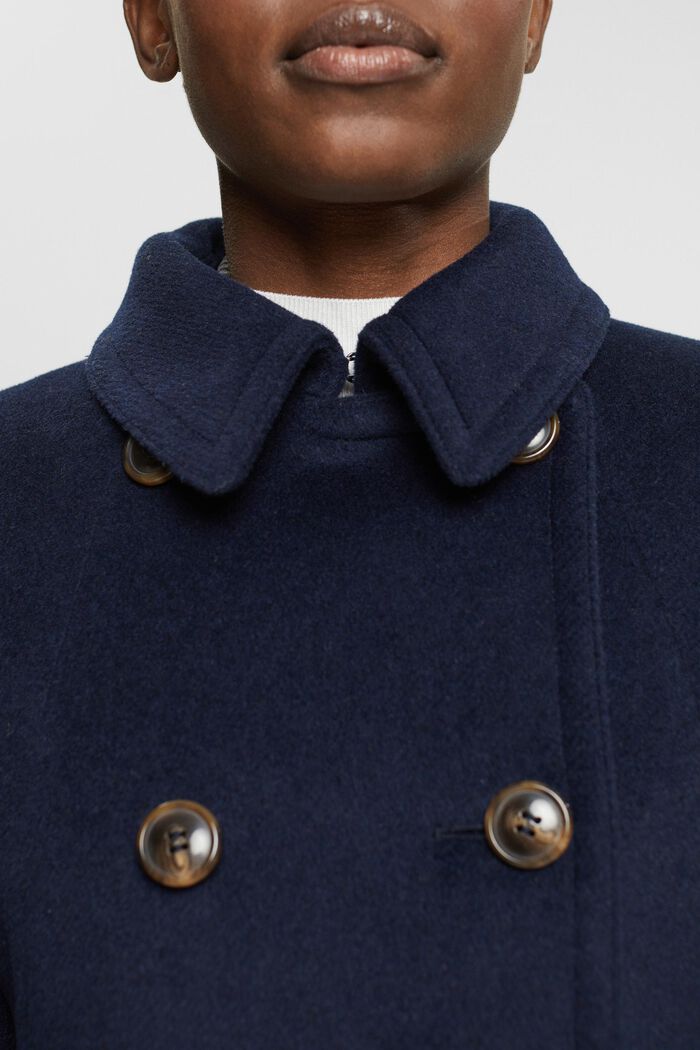 Cappotto doppiopetto in misto lana, NAVY, detail image number 0