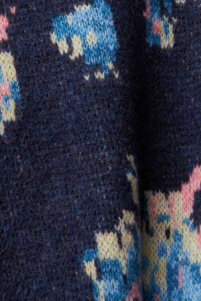 Cardigan jacquard, misto lana, PETROL BLUE, detail image number 1