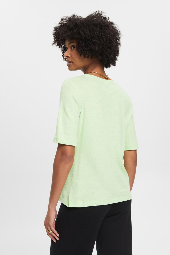T-shirt in misto lino, CITRUS GREEN, detail image number 3