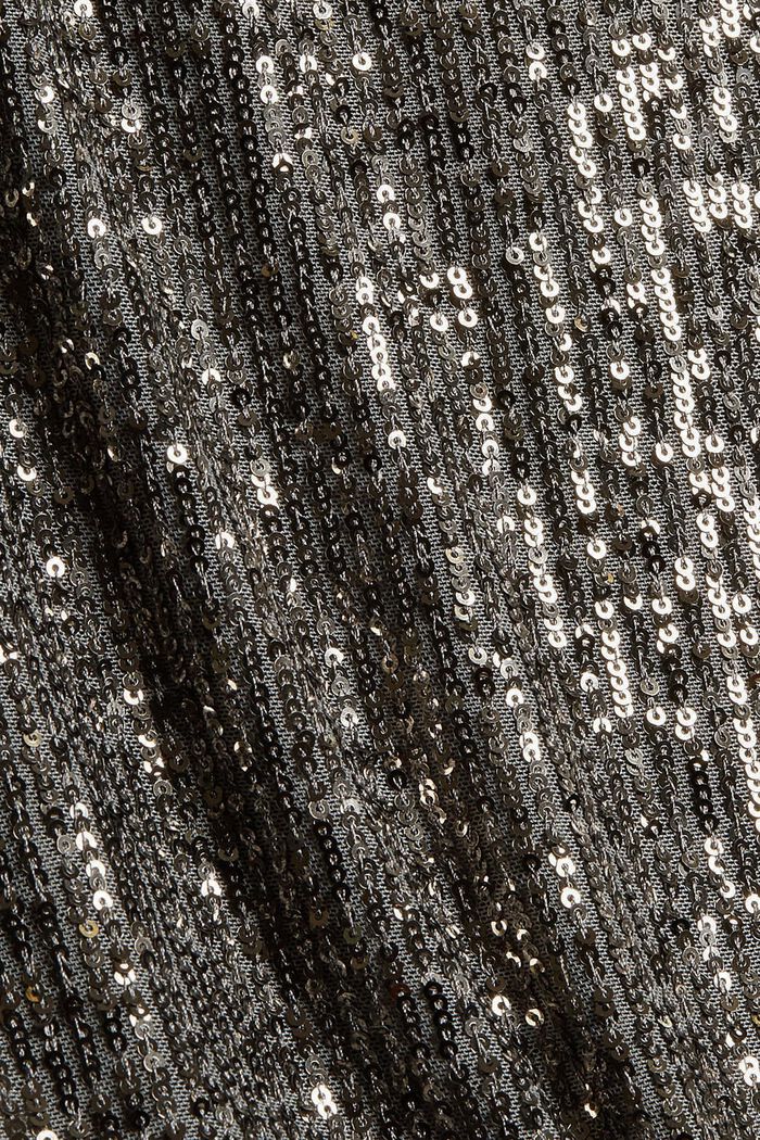 Top con paillettes e spalline in velluto, GUNMETAL, detail image number 4