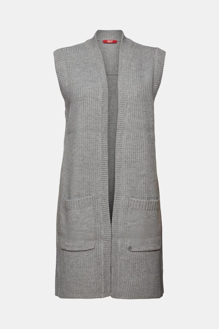In materiale riciclato: cardigan lungo senza maniche, GREY, detail image number 0