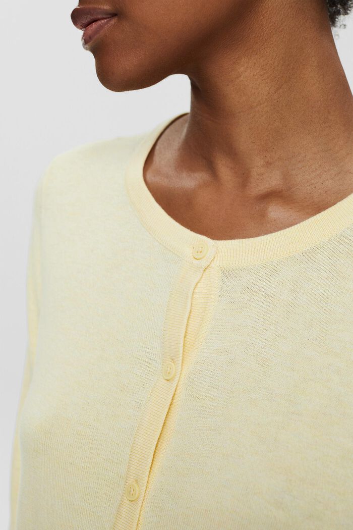 Cardigan in misto cotone biologico, PASTEL YELLOW, detail image number 2