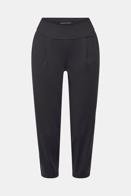 Pantaloni cropped stile jogging in jersey con E-DRY, BLACK, overview