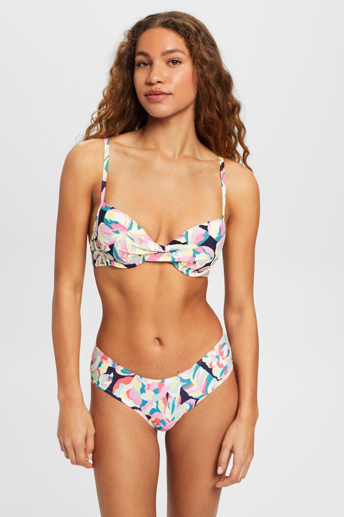 Top bikini imbottito con ferretto e stampa floreale, NAVY, detail image number 0