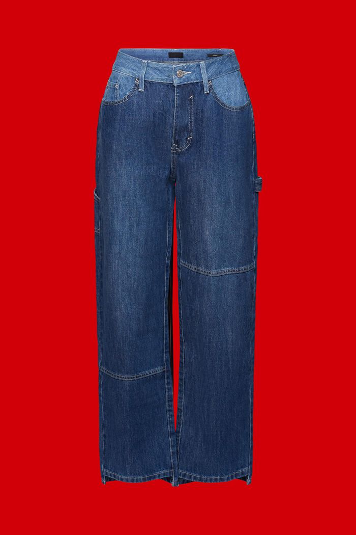 Jeans asimmetrici a gamba larga anni ‘90, BLUE DARK WASHED, detail image number 8