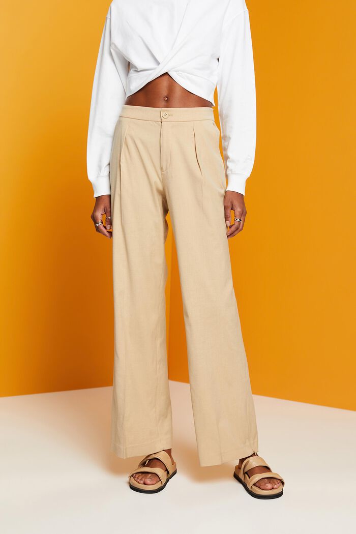 Pantaloni con spacco sullo sfondo e zip, SAND, detail image number 0