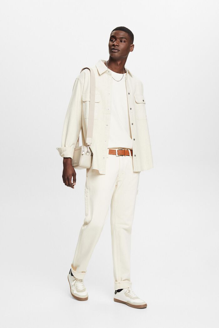 Overshirt a manica lunga in stile utility, OFF WHITE, detail image number 4