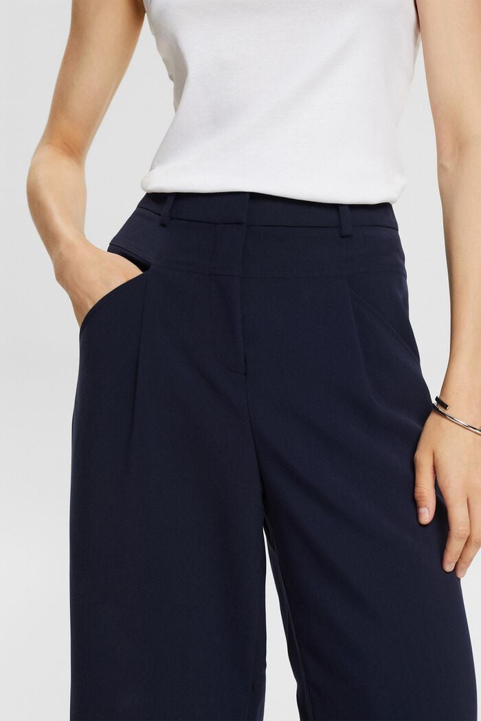 Pantaloni culotte a vita alta con pieghe in vita, NAVY, detail image number 2