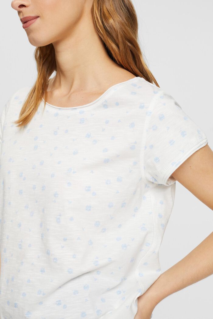 T-shirt floreale con orli arrotolati, OFF WHITE, detail image number 2