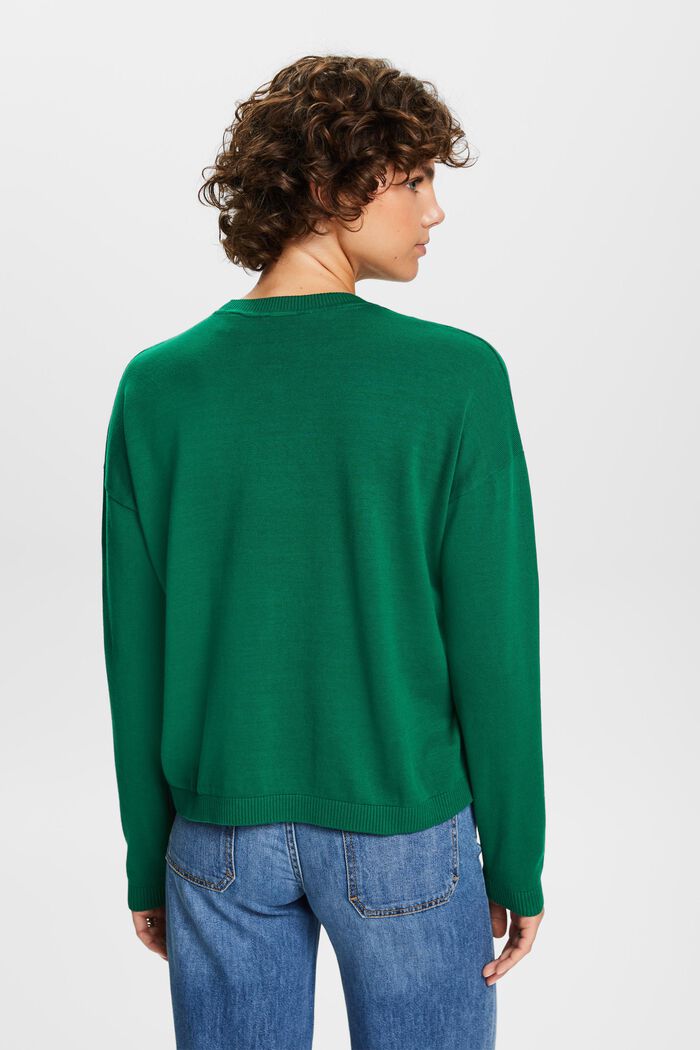 Pullover oversize, 100% cotone, DARK GREEN, detail image number 3