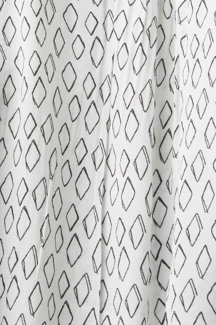 Blusa in crêpe con stampa e scollo a V, OFF WHITE, detail image number 4