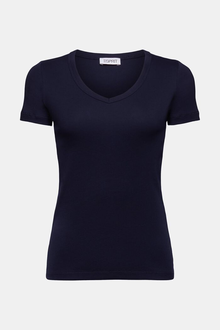T-shirt in cotone con scollo a V, NAVY, detail image number 5