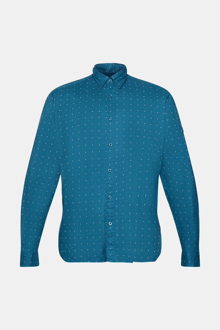 Camicia button-down con microstampa, DARK TURQUOISE, detail image number 6