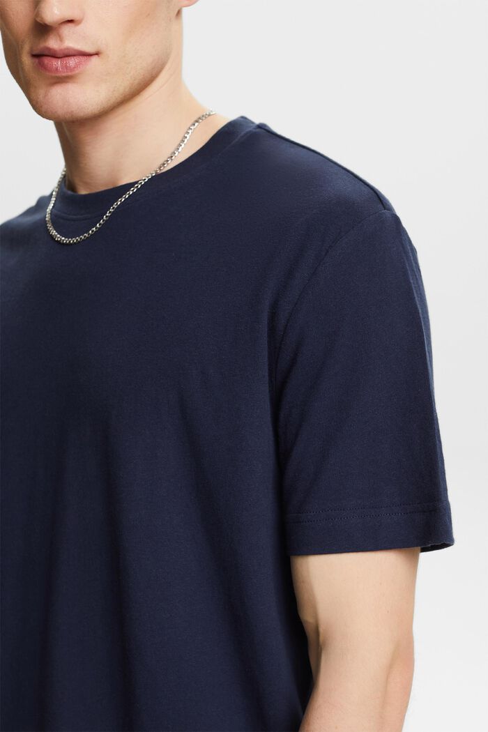 T-shirt in cotone e lino, NAVY, detail image number 3