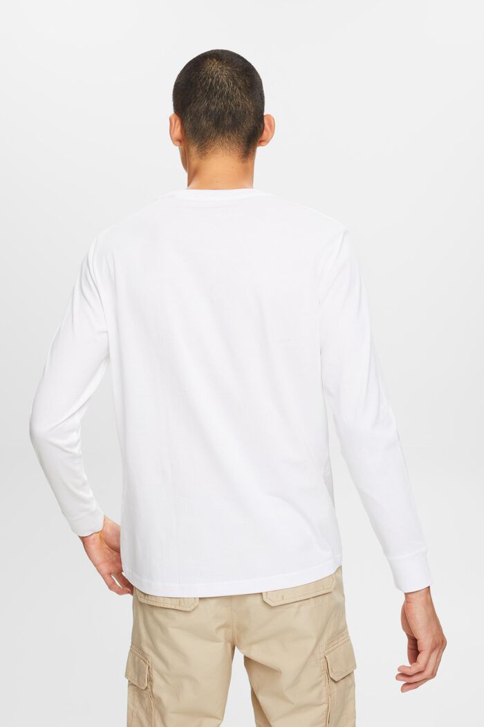 Maglia a maniche lunghe in jersey, 100% cotone, WHITE, detail image number 3