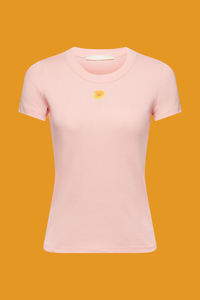 T-shirt con stampa a floreale sul petto, PINK, detail image number 5