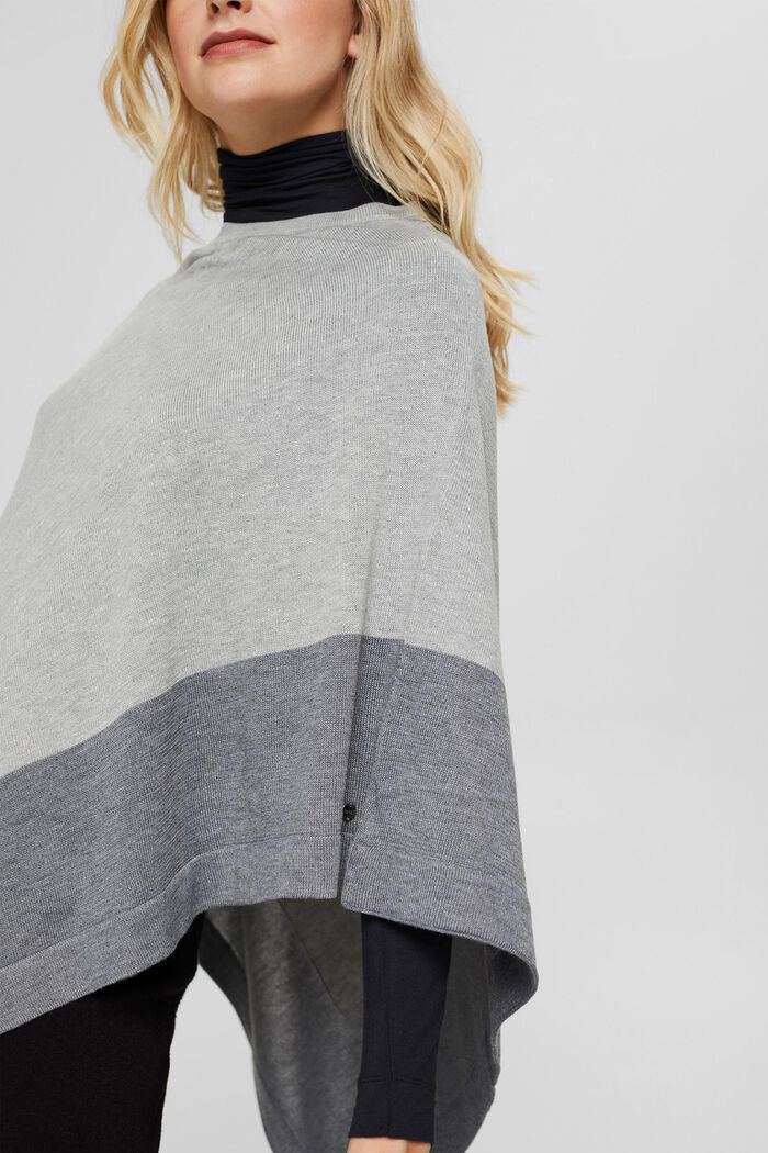 Poncho con righe a contrasto, GREY, detail image number 2
