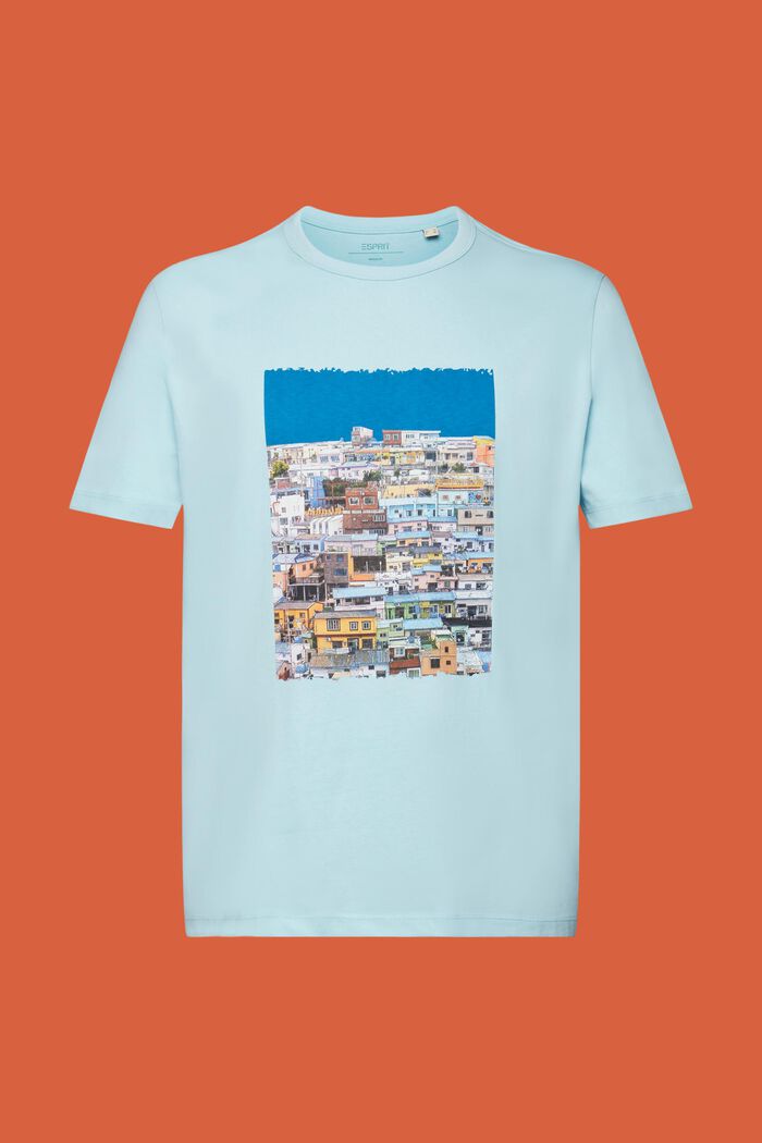T-shirt in jersey con stampa, 100% cotone, LIGHT TURQUOISE, detail image number 5