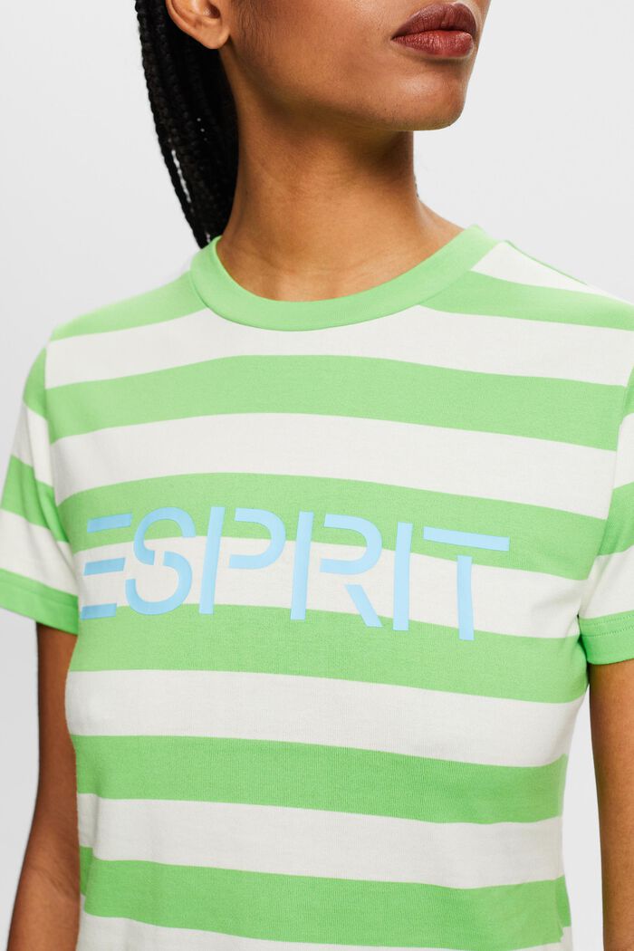 T-shirt in cotone con logo a righe, CITRUS GREEN, detail image number 2