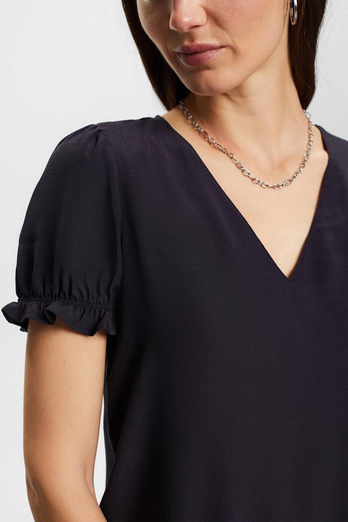 Blusa con scollo a V, NAVY, detail image number 2