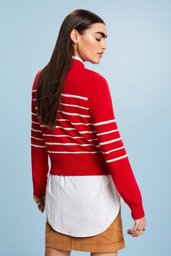 Pullover in maglia a righe con cashmere, RED, detail image number 3