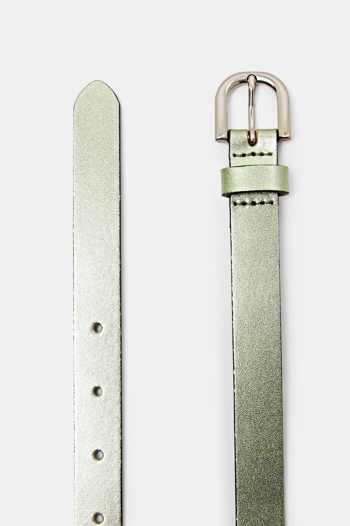Cintura in pelle effetto metallizzato, LIGHT AQUA GREEN, detail image number 1
