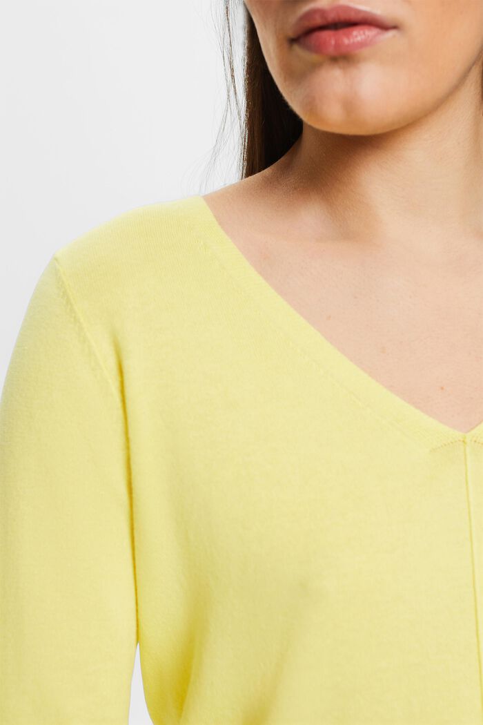 Pullover in cotone con scollo a V, PASTEL YELLOW, detail image number 2