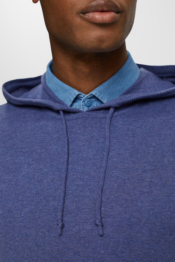 Pullover con cappuccio in maglia, GREY BLUE, detail image number 0