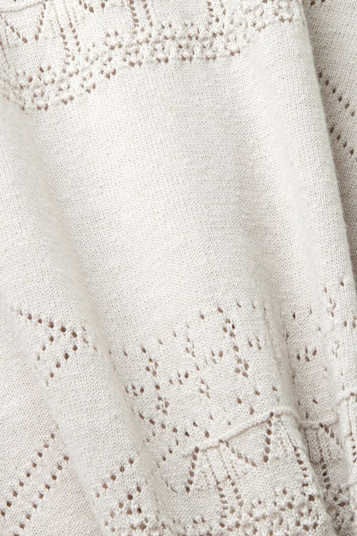 Cardigan in misto lino con disegn pointelle, PASTEL GREY, detail image number 4