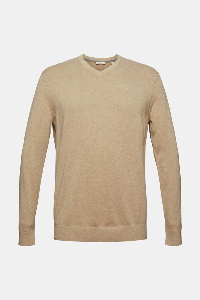 Pullover basic in 100% cotone Pima, BEIGE, overview