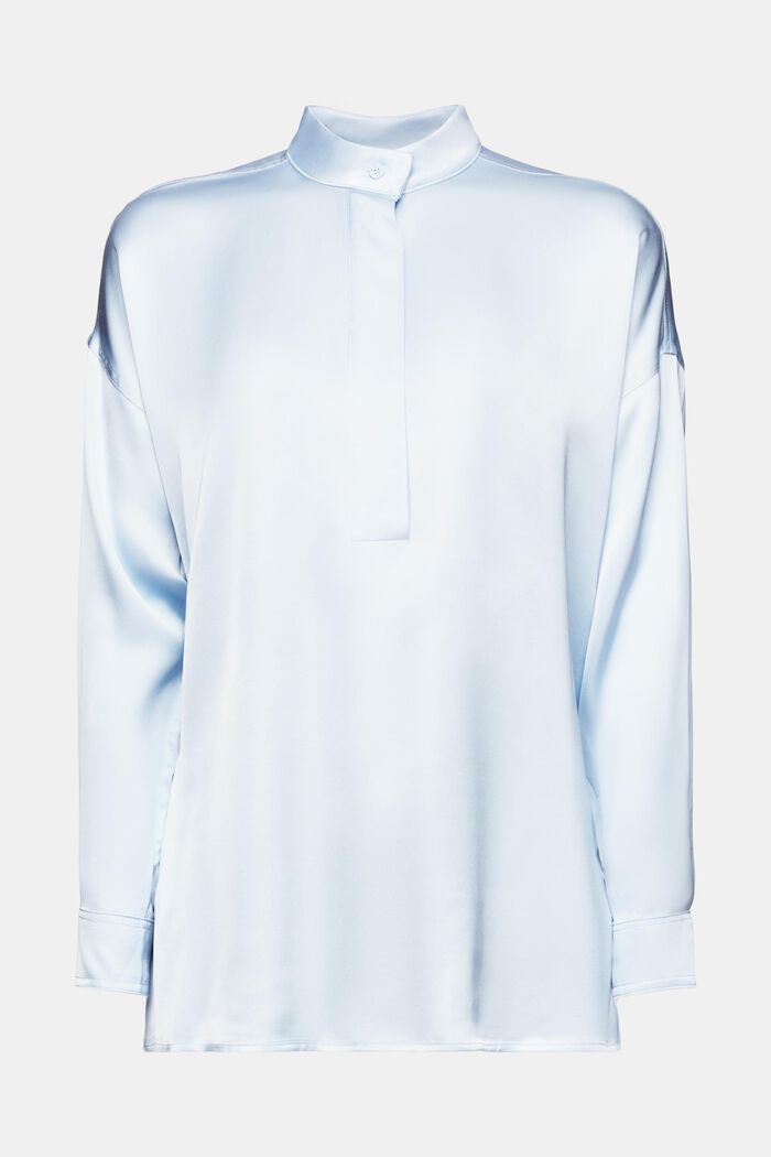 Blusa in raso con scollo a goccia, LIGHT BLUE, detail image number 6
