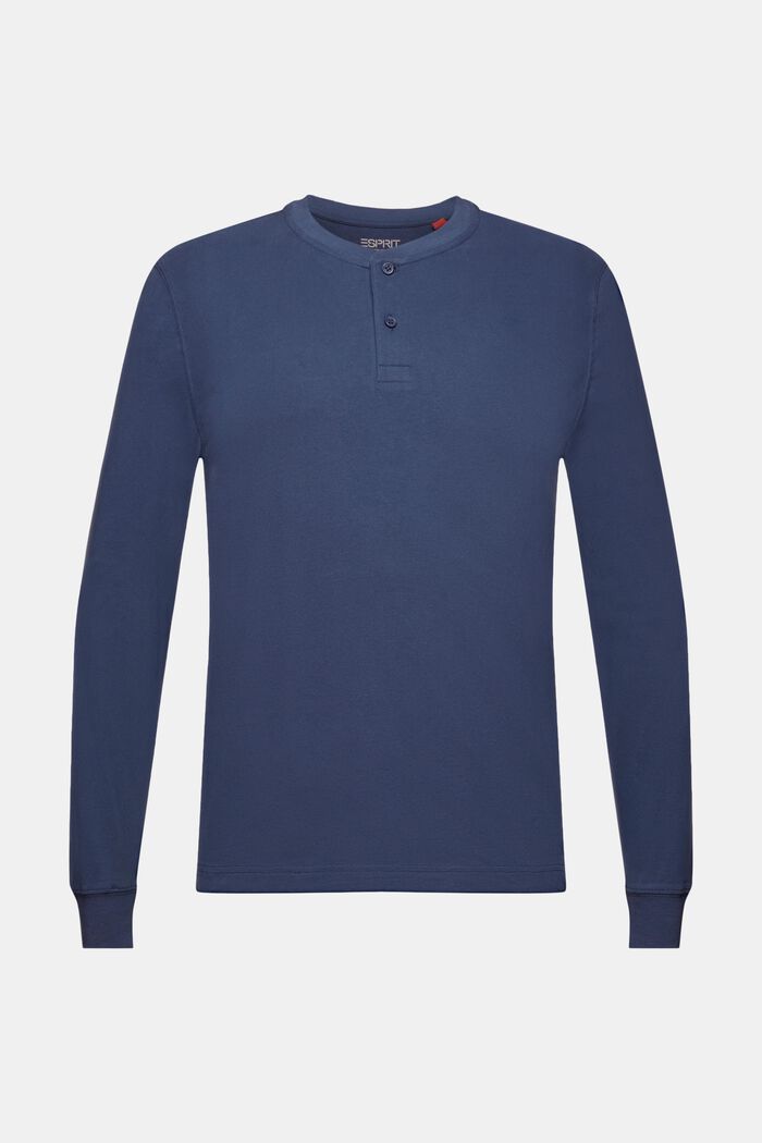 Maglia a serafino jersey di cotone lavato, GREY BLUE, detail image number 6