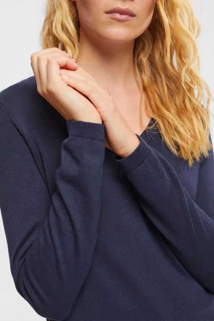 Pullover con scollo a V, NAVY, detail image number 0