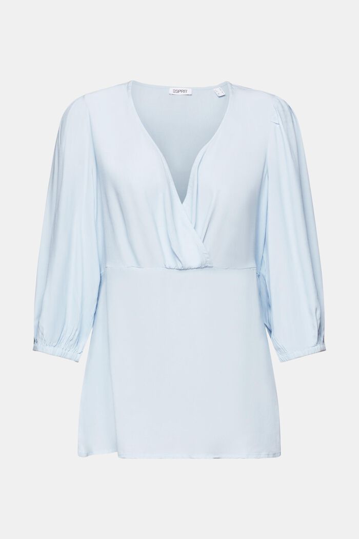 Blusa in crêpe con maniche arricciate, LIGHT BLUE, detail image number 6