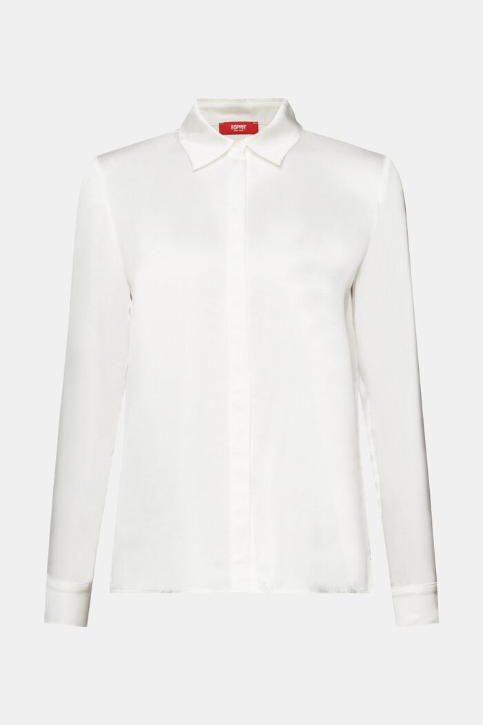 Blusa in raso a maniche lunghe, OFF WHITE, detail image number 6