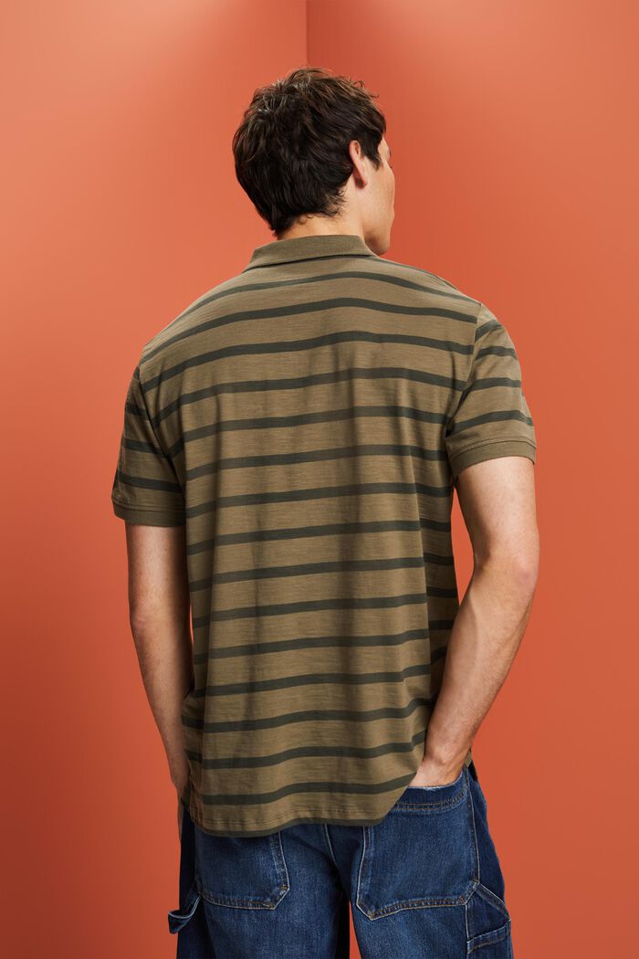 Polo in cotone a righe, KHAKI GREEN, detail image number 3