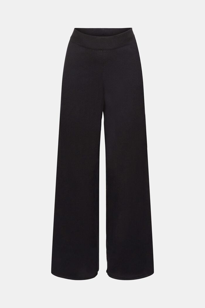 Pantaloni in maglia con vita alta e gamba larga, BLACK, detail image number 7
