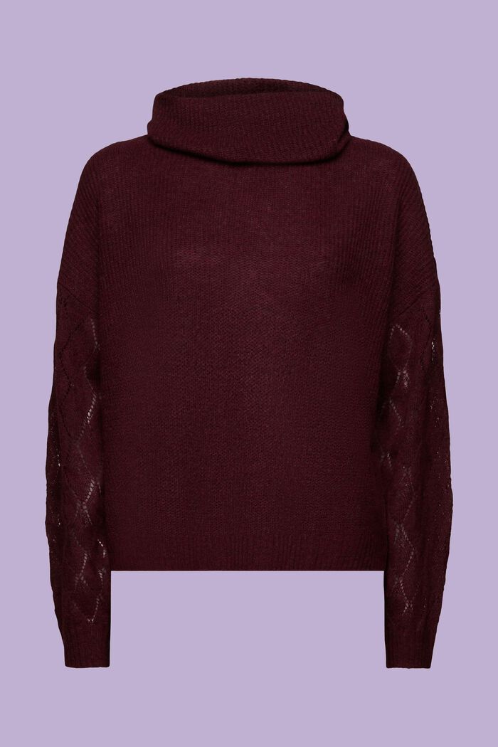 Pullover con scollo a cascata, BORDEAUX RED, detail image number 6