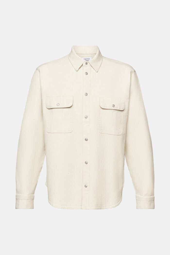 Overshirt a manica lunga in stile utility, OFF WHITE, detail image number 6