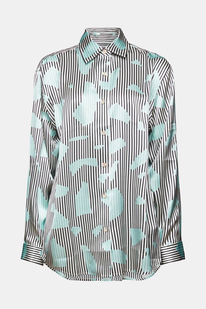 Camicia con bottoni in seta stampata, LIGHT AQUA GREEN, detail image number 5