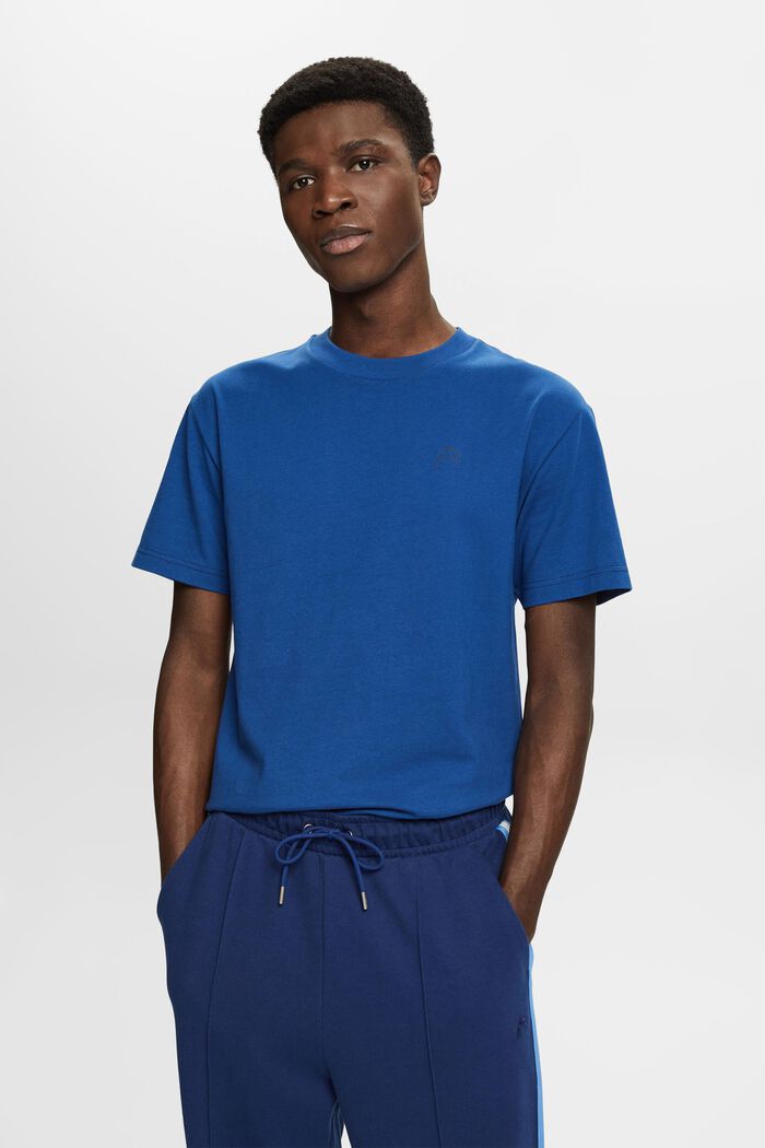T-shirt in cotone con stampa di delfino, BRIGHT BLUE, detail image number 0