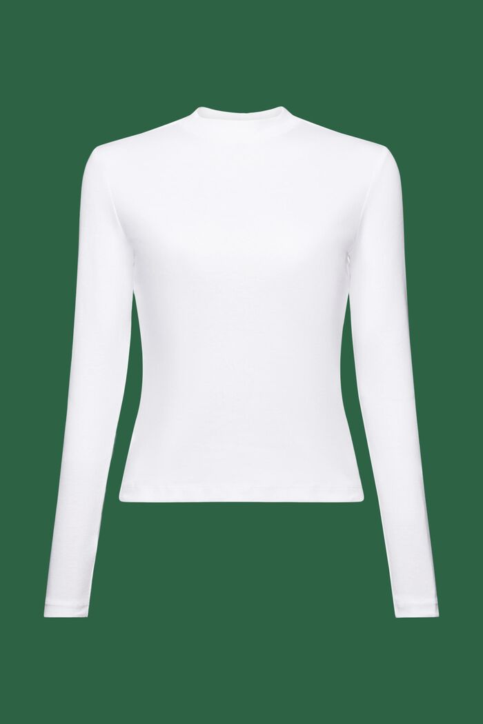 Top a maniche lunghe in jersey di cotone, WHITE, detail image number 6
