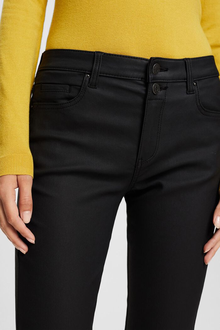 Pantaloni elasticizzati rivestiti con doppio bottone, BLACK, detail image number 2