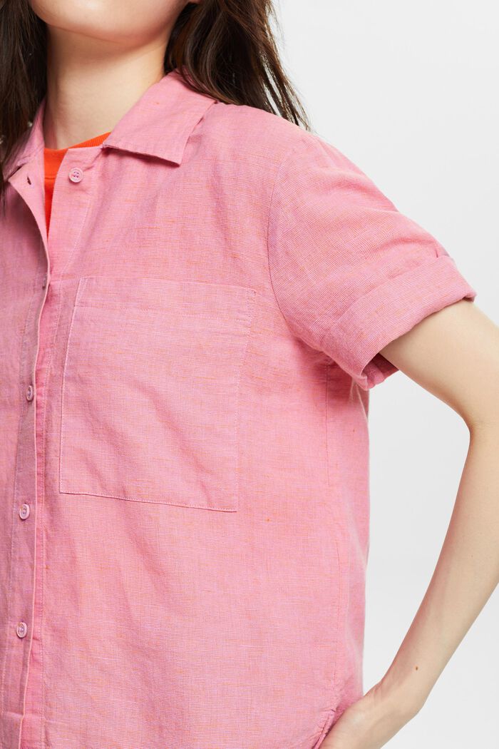 Camicia blusata in lino e cotone, RED ORANGE, detail image number 3