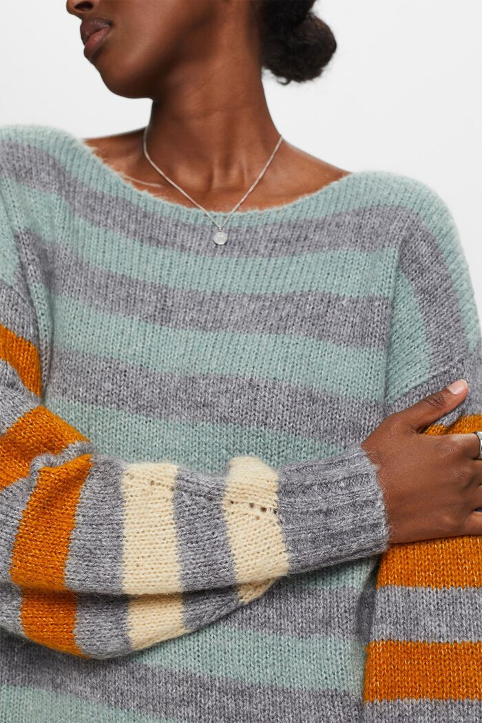 Pullover a righe in misto lana e mohair, MEDIUM GREY, detail image number 2
